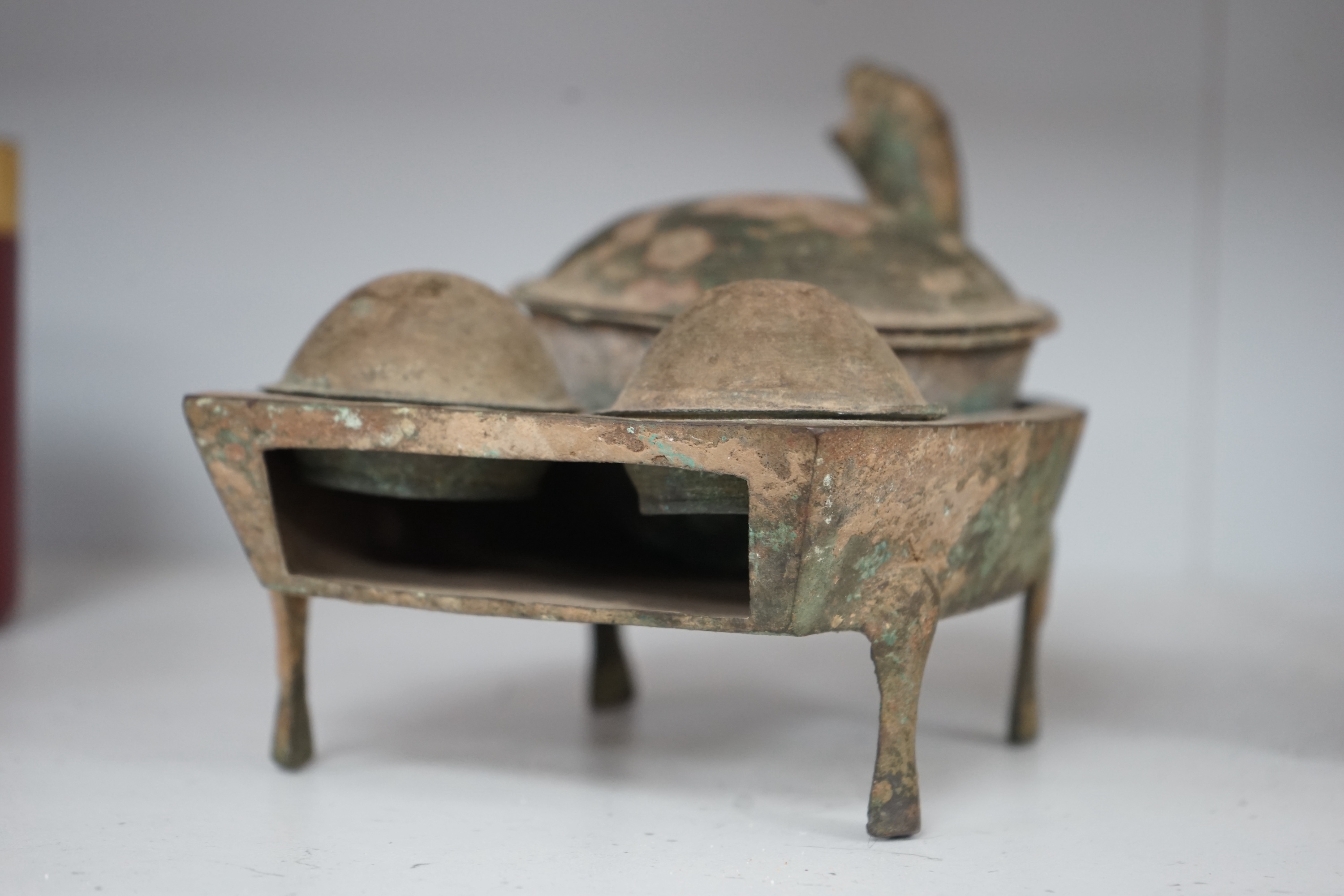 A Chinese bronze zoomorphic stove, Han Dynasty. Condition - fair